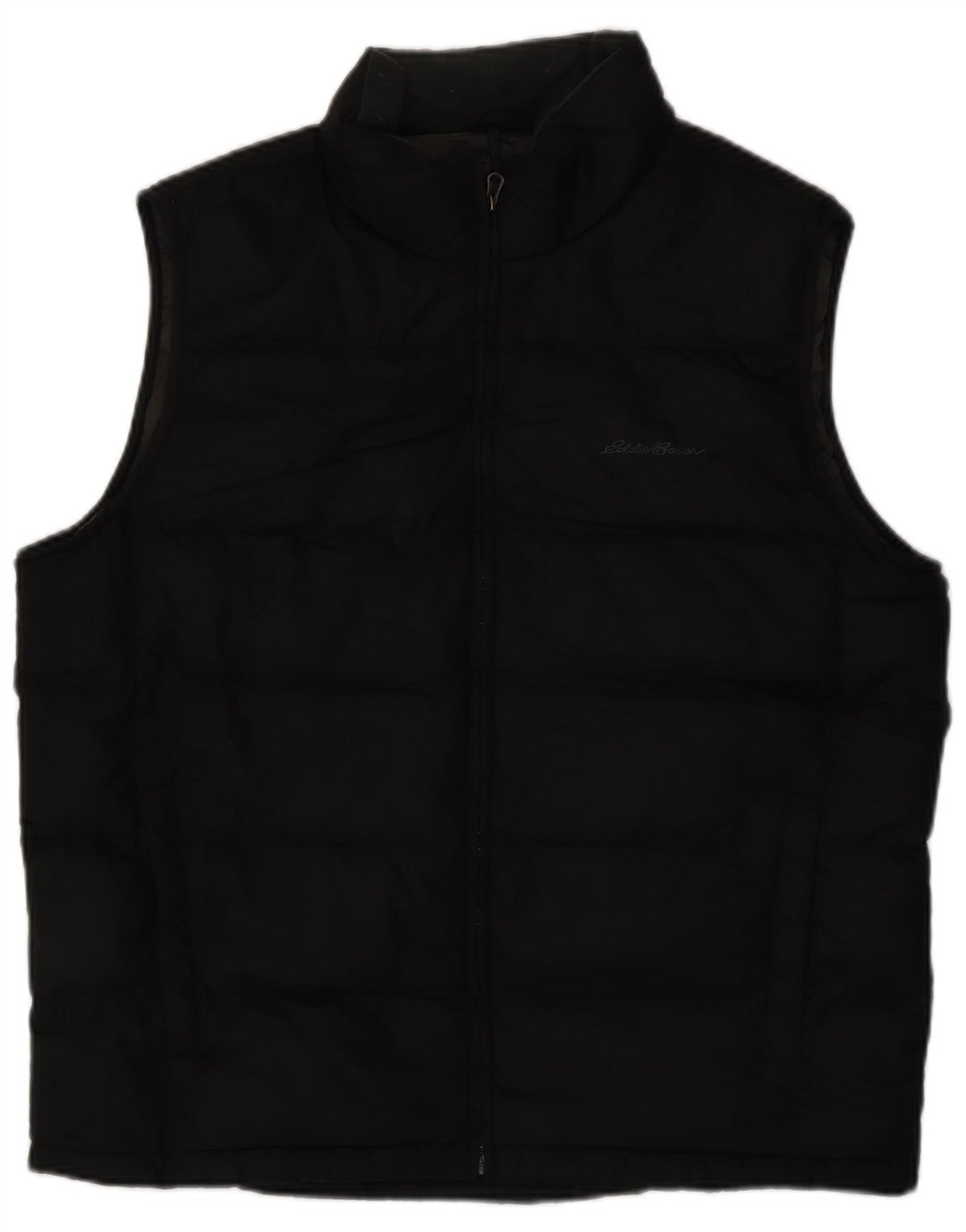 Colete acolchoado masculino EDDIE BAUER UK 40 grande poliéster preto