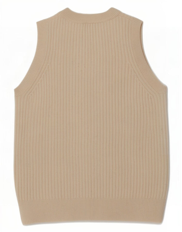 Regata feminina Marks & Spencer com colete UK 10 pequena lã merino bege
