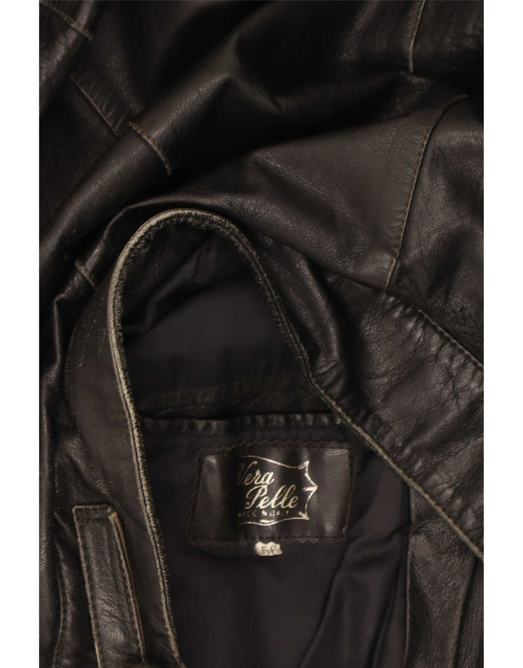 Jaqueta de couro masculina vintage IT 56 3XL couro preto Colourblock