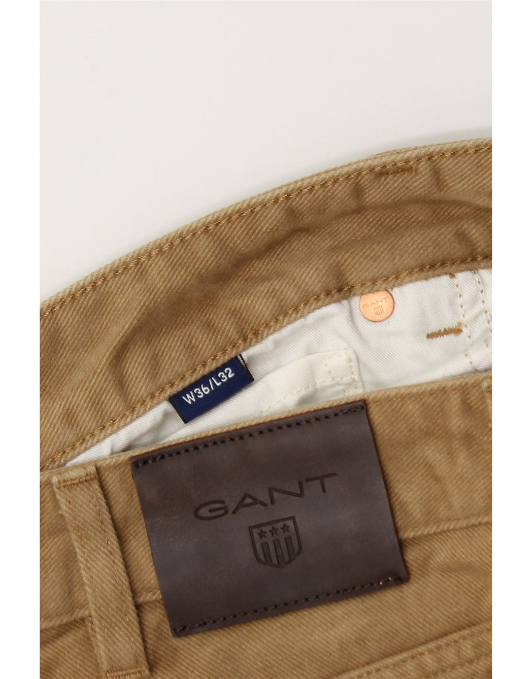 Jeans retos masculinos GANT W36 L32 algodão bege