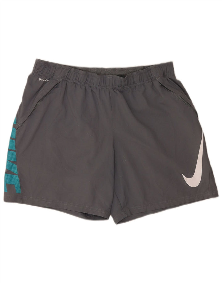 Shorts esportivos gráficos Nike Dri Fit masculino grande poliéster cinza