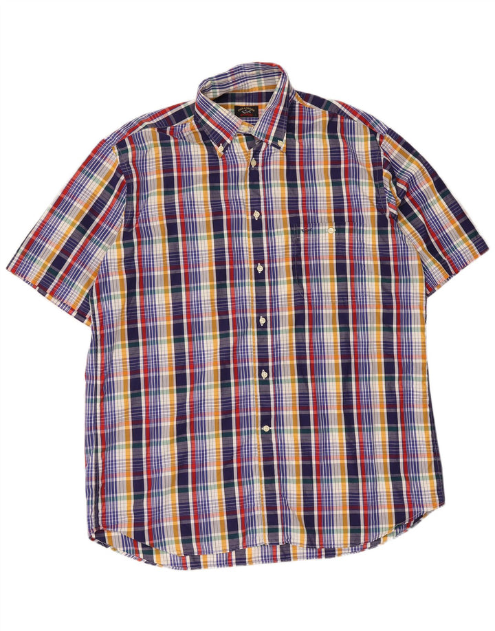 Camisa masculina de manga curta Paul & Shark Yachting grande xadrez multicolorida