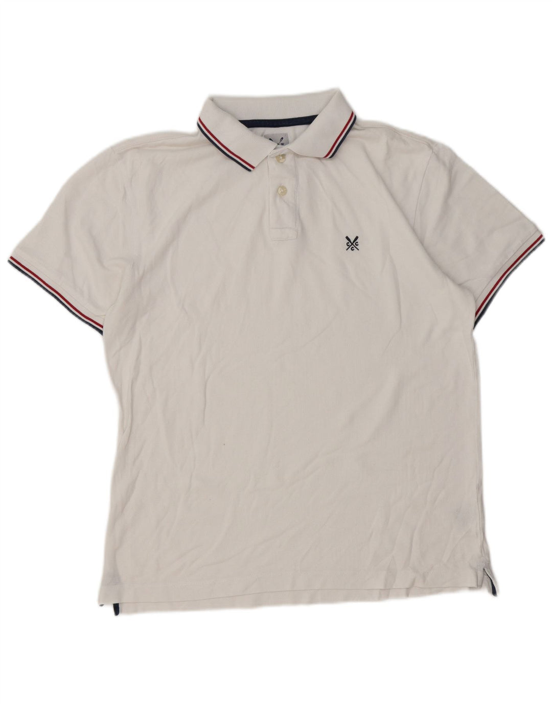 Camisa polo masculina Crew Clothing algodão branco médio
