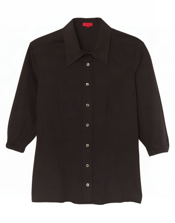 Blusa feminina de manga curta Hugo Boss UE 36 pequena preta