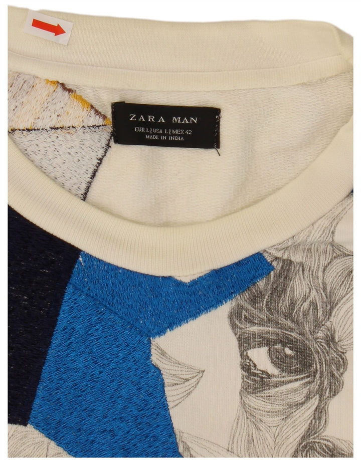 Zara moletom gráfico masculino jumper grande branco