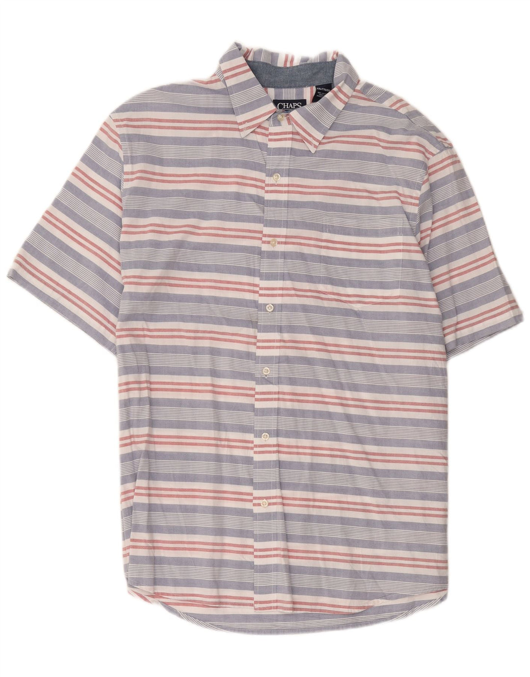 Camisa masculina de manga curta Chaps 2XL algodão listrado multicolorido
