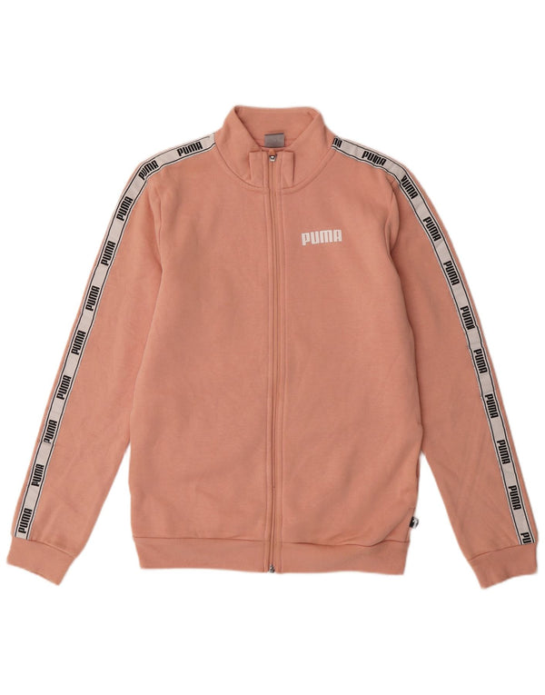 Puma Girls Graphic Tracksuit Top Jacket 15-16 Years Pink Colourblock Cotton