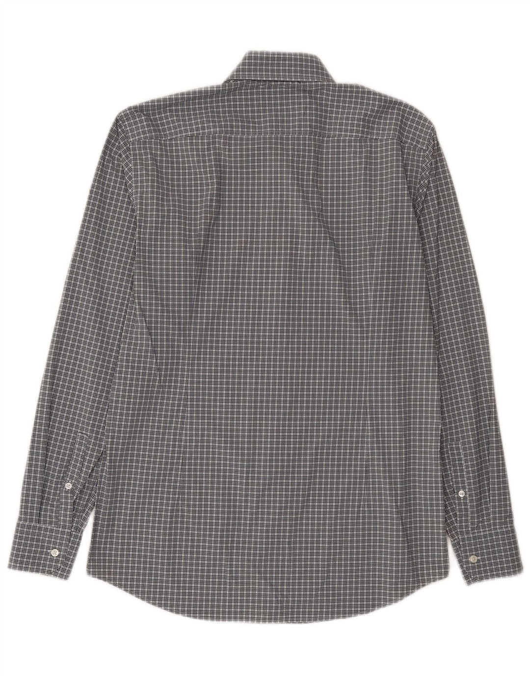 Camisa masculina Hugo Boss Slim Fit tamanho 40 15 3/4 médio azul xadrez poliamida