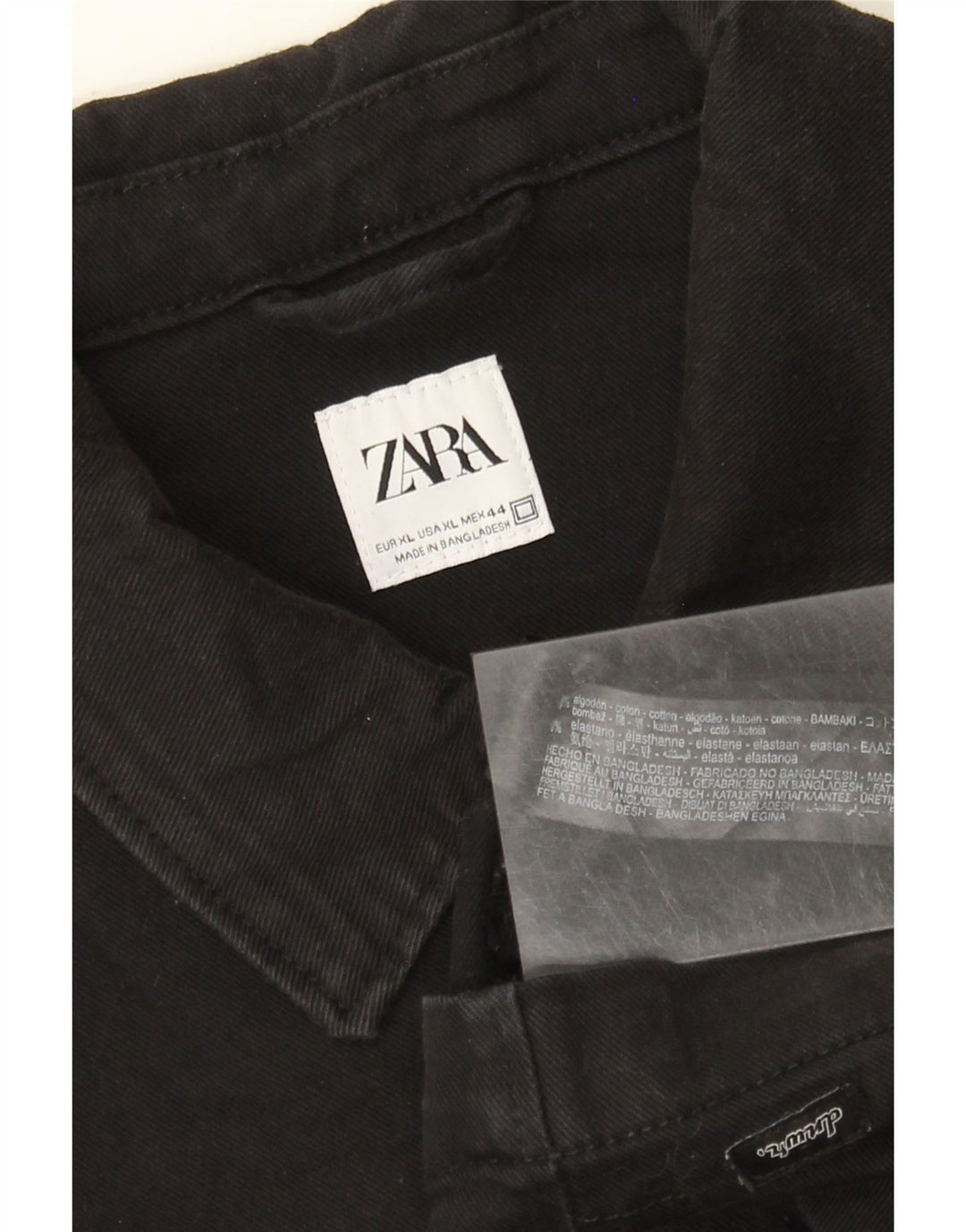 Jaqueta jeans masculina Zara UK 42 XL algodão preto