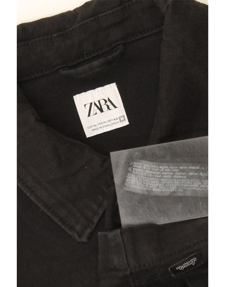 Jaqueta jeans masculina Zara UK 42 XL algodão preto