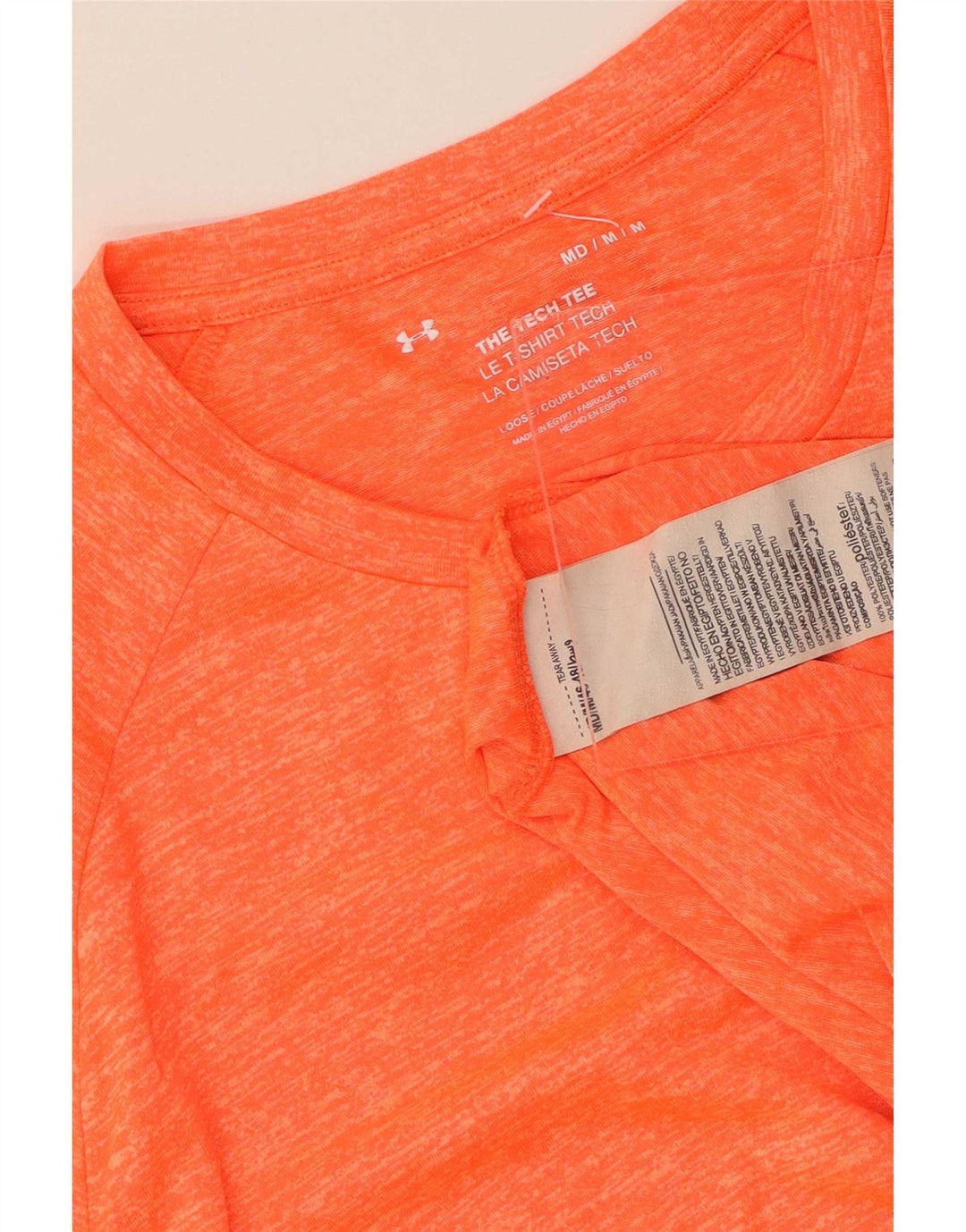 Camiseta masculina Under Armour Top poliéster manchado laranja médio