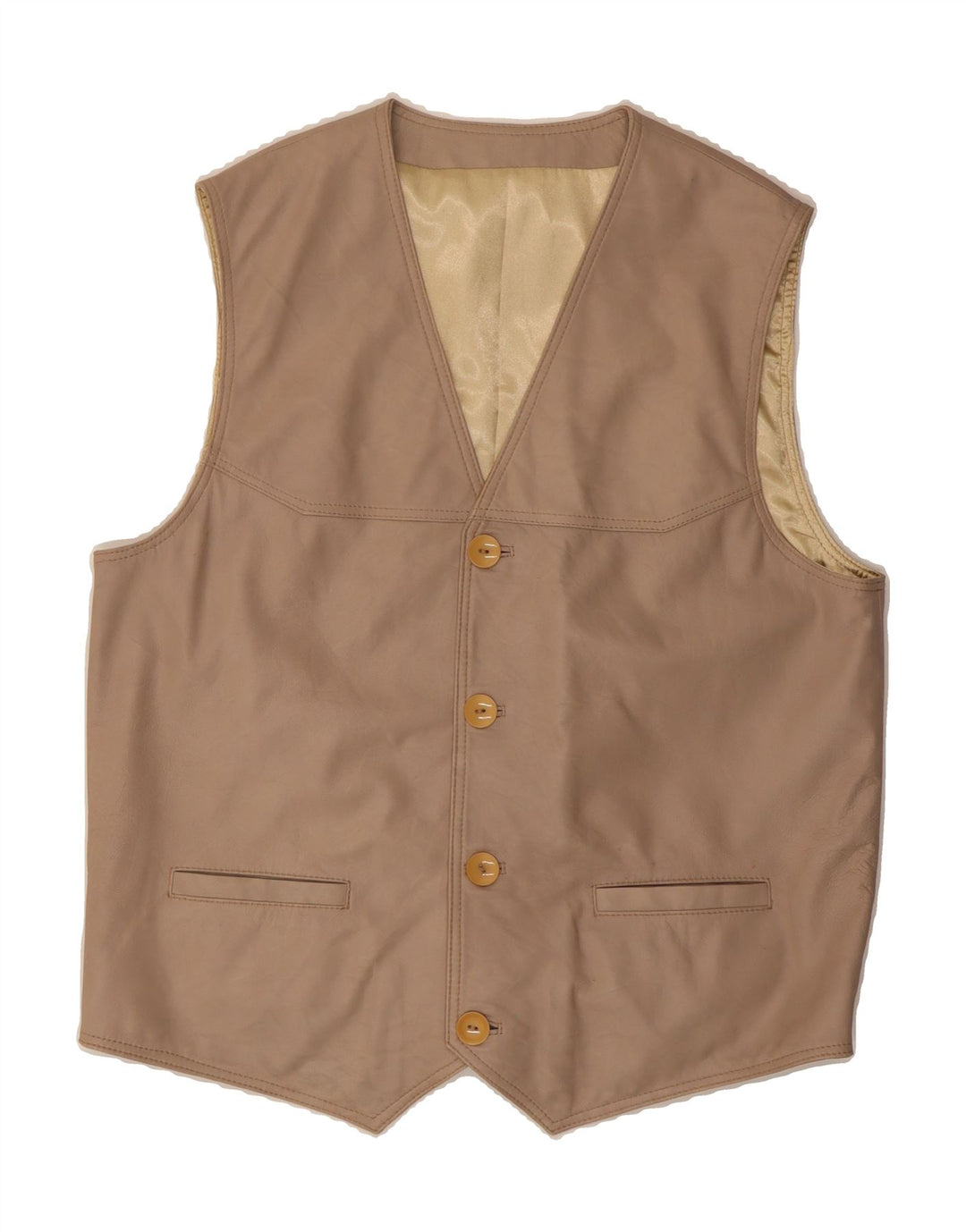VINTAGE Mens Waistcoat Large Beige Leather Vintage Vintage and Second-Hand Vintage from Messina Hembry 