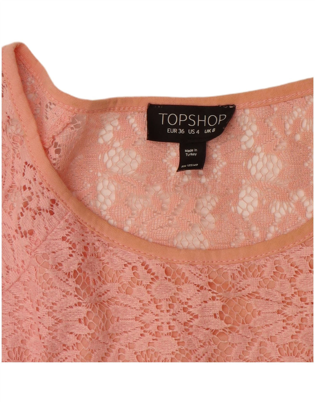 Blusa feminina de renda Topshop UK 8 poliéster floral rosa pequeno
