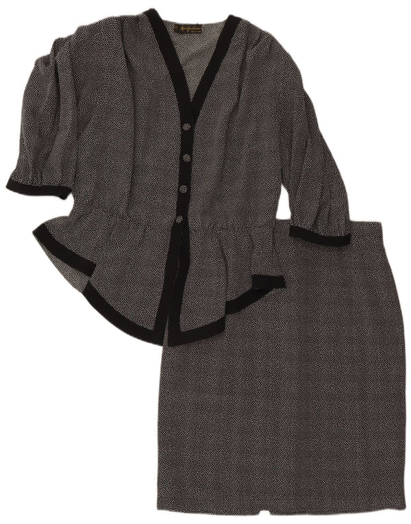 Conjunto de saia feminina Mario Pucci Cecconi IT 46 grande W30 preto manchado