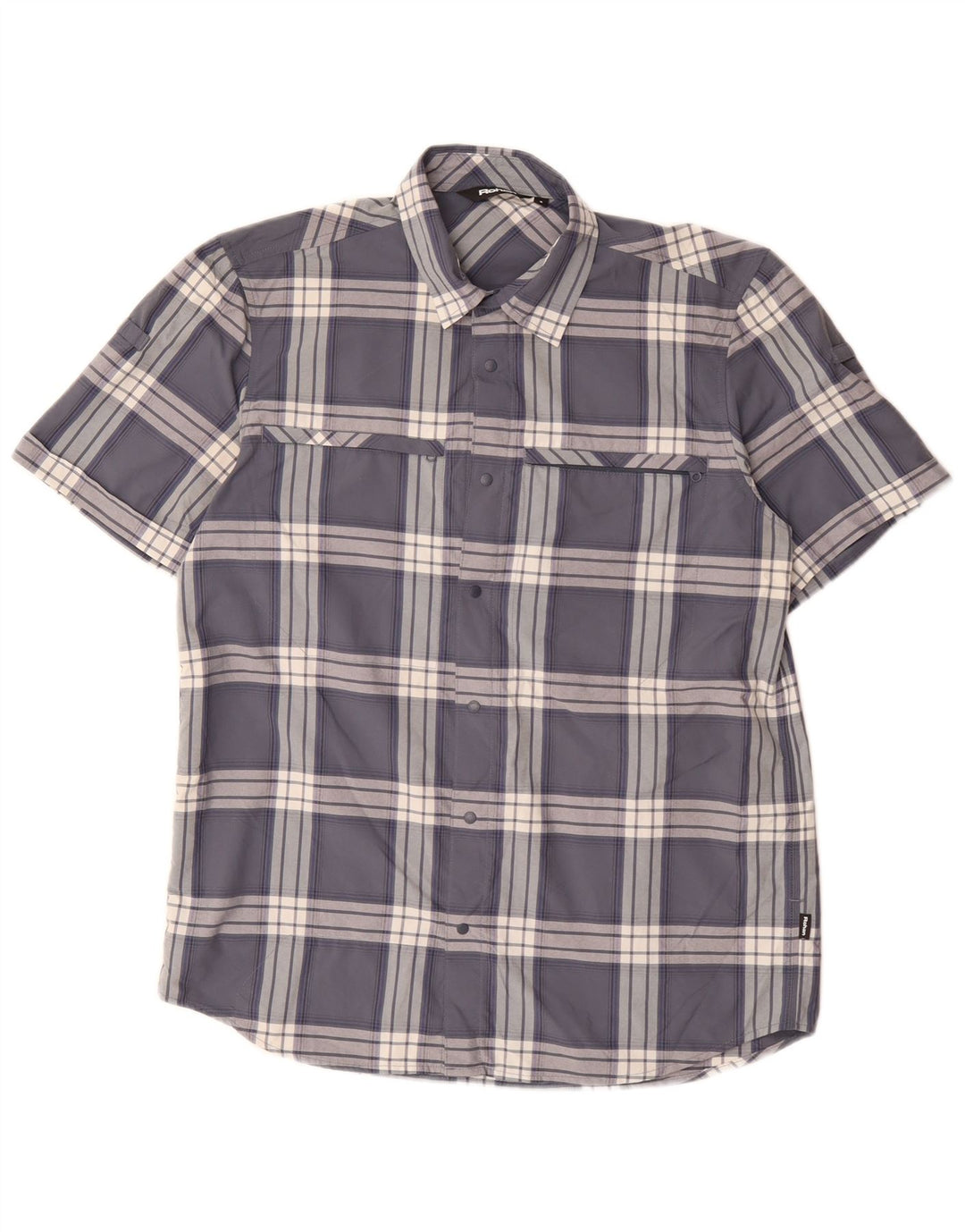 Rohan Camisa masculina de manga curta pequena azul xadrez poliamida