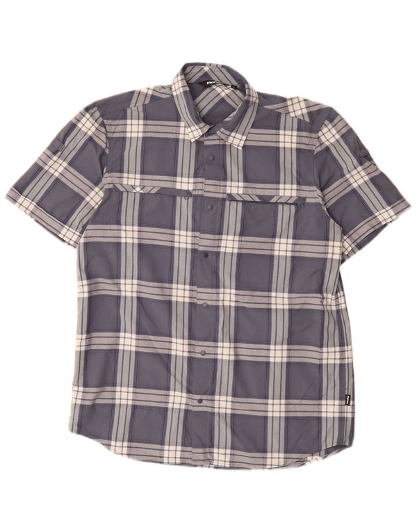 Rohan Camisa masculina de manga curta pequena azul xadrez poliamida