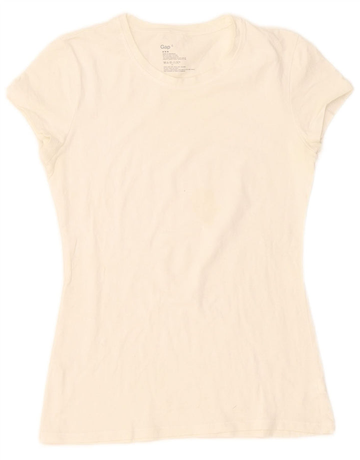 Camiseta feminina Gap UK 10 pequena algodão branco