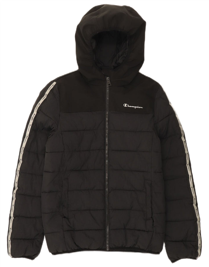Jaqueta acolchoada com capuz gráfico Champion Boys 13-14 anos XL preto poliamida