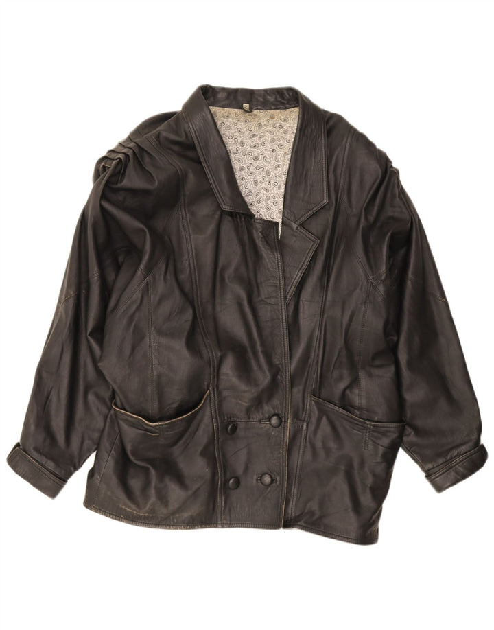 Jaqueta masculina vintage com peito duplo oversized UE 42 grande preta