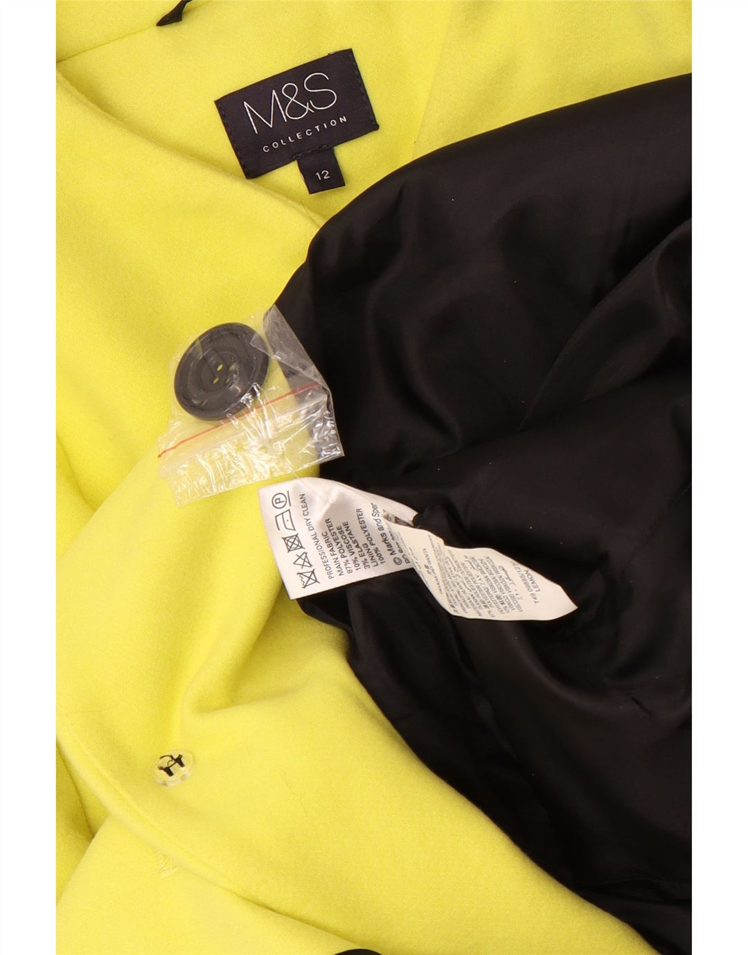 Jaqueta Blazer Longline Feminina Marks & Spencer com 4 Botões Reino Unido 12 Médio Amarelo