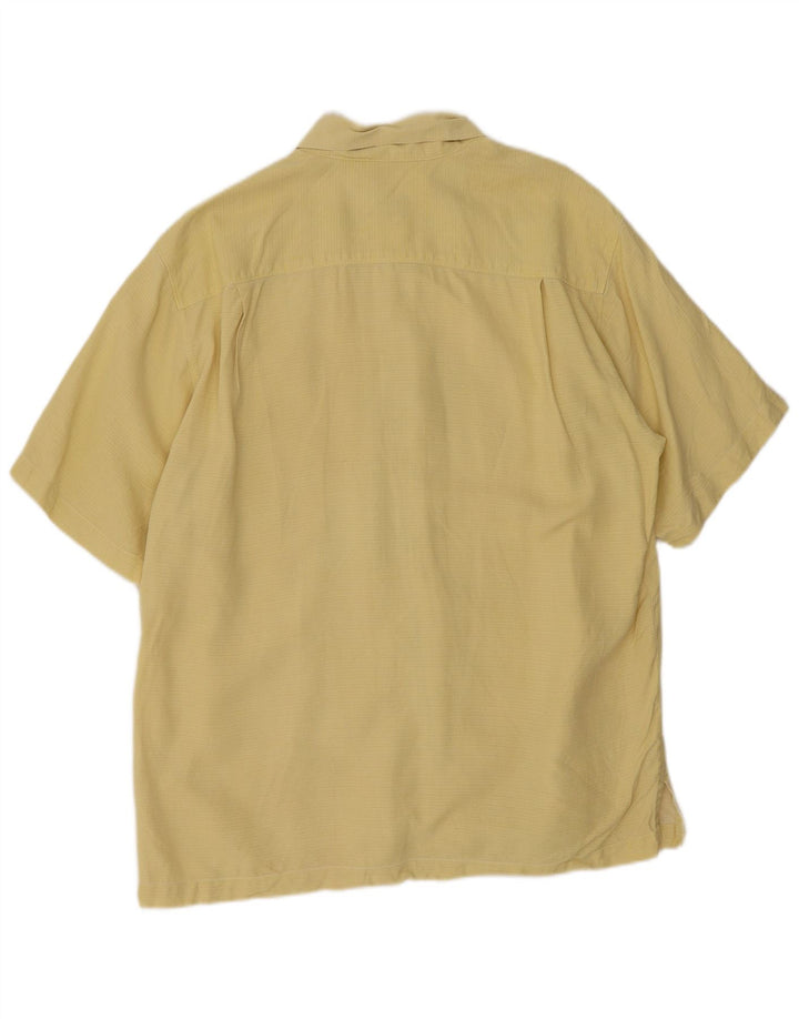 Camisa masculina de manga curta Tommy Bahama seda floral amarela média