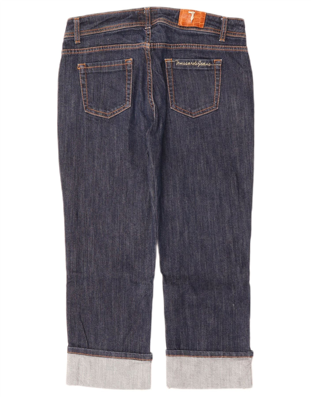 Jeans capri feminino TRUSSARDI W29 L22 algodão azul marinho