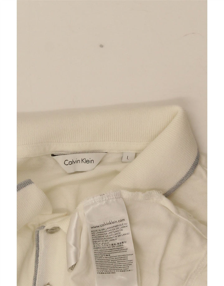 Camisa polo masculina Calvin Klein grande algodão branco