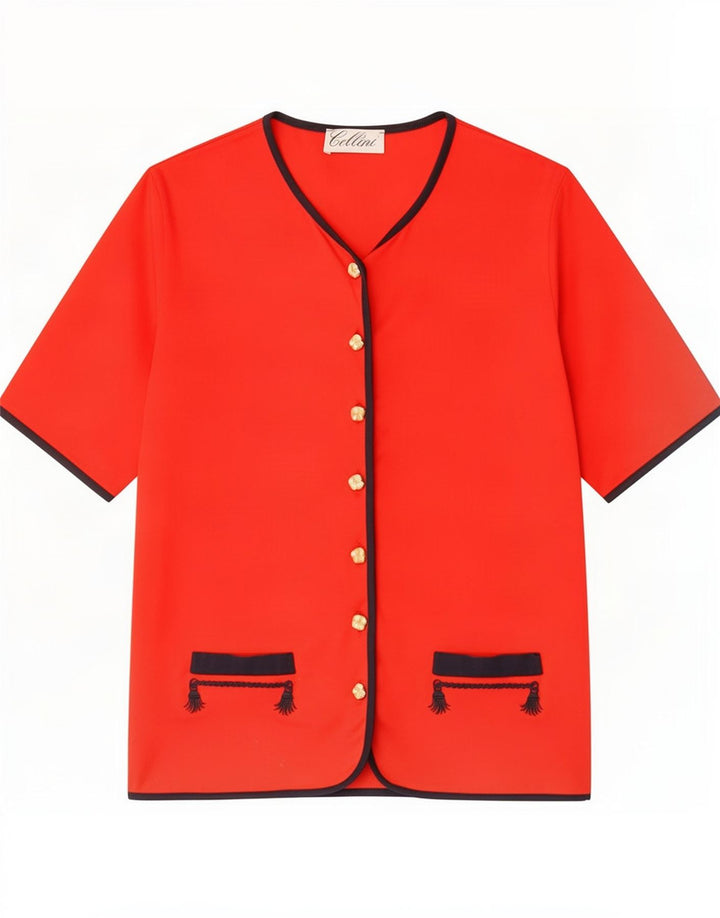 Blusa feminina de manga curta Cellini IT 42 Medium Red Colourblock