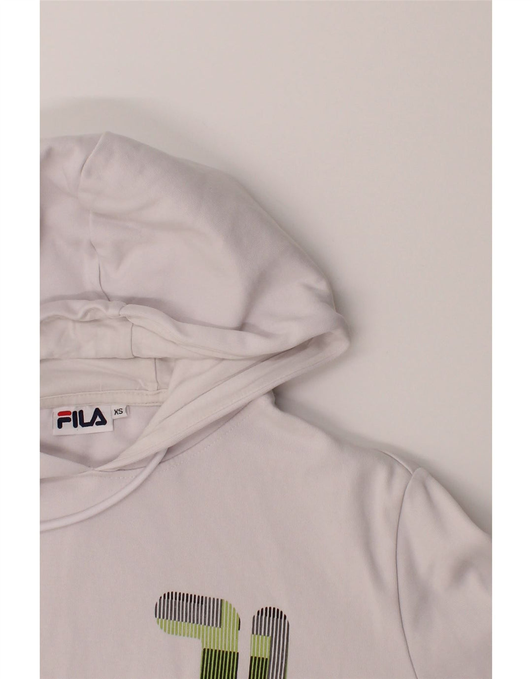FILA Mens Graphic Hoodie Jumper XS White Cotton Vintage Fila and Second-Hand Fila from Messina Hembry 