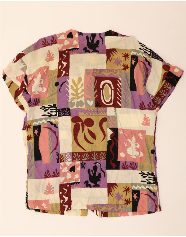 Blusa feminina de manga curta Nina Reino Unido 18 XL patchwork multicolorido