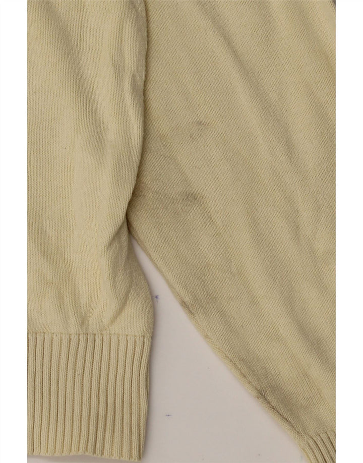 TOMMY HILFIGER Mens V-Neck Jumper Sweater Medium Beige Cotton Vintage Tommy Hilfiger and Second-Hand Tommy Hilfiger from Messina Hembry 
