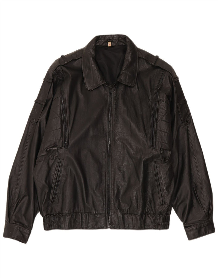 Jaqueta de couro vintage masculina Valentine UK 42 XL couro preto