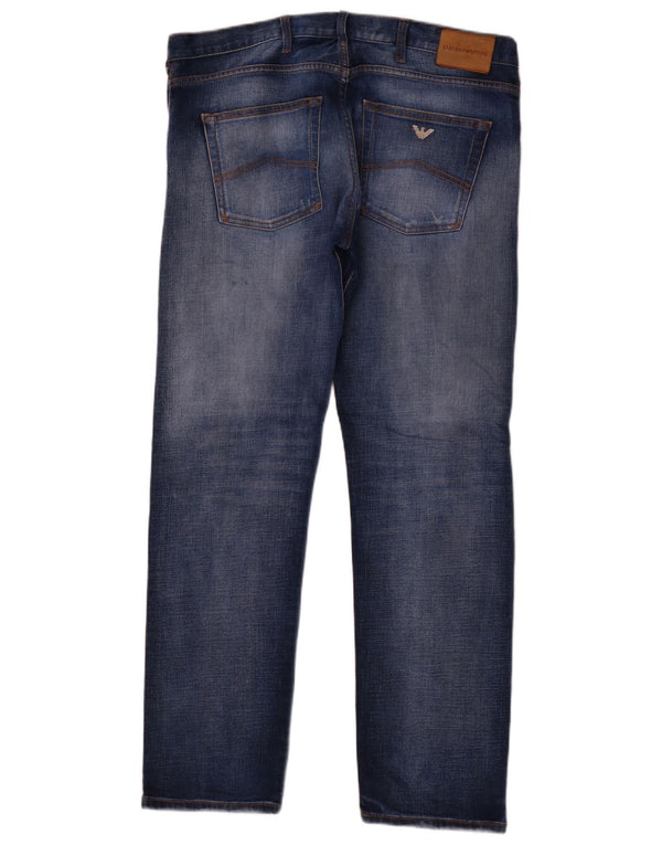 Emporio Armani Mens Straight Jeans W38 L31 Azul Algodão