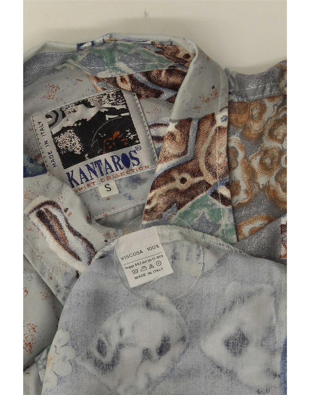 Camisa masculina Kantaros pequena azul patchwork viscose