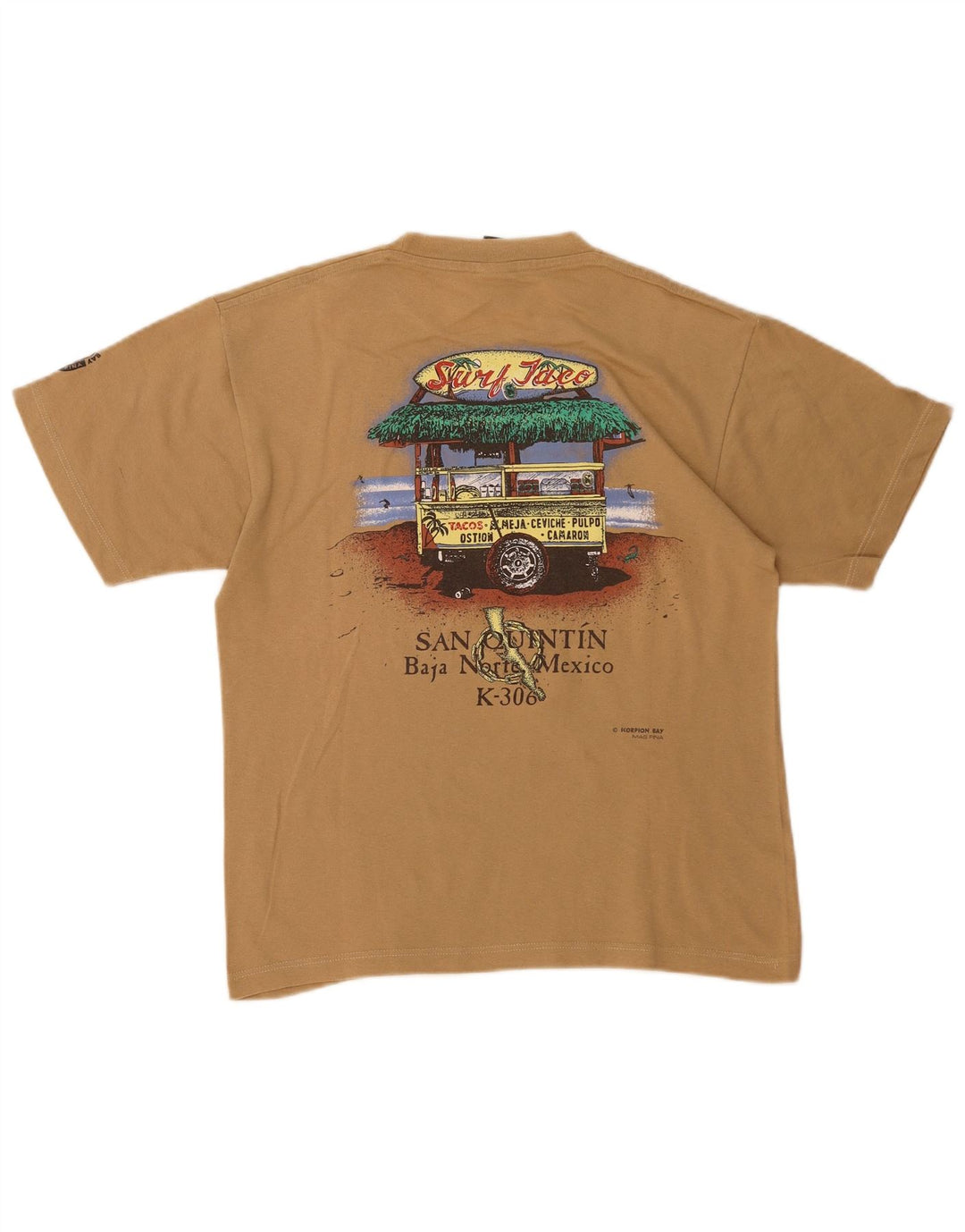 Camiseta masculina SCORPION com estampa gráfica pequena de algodão bege