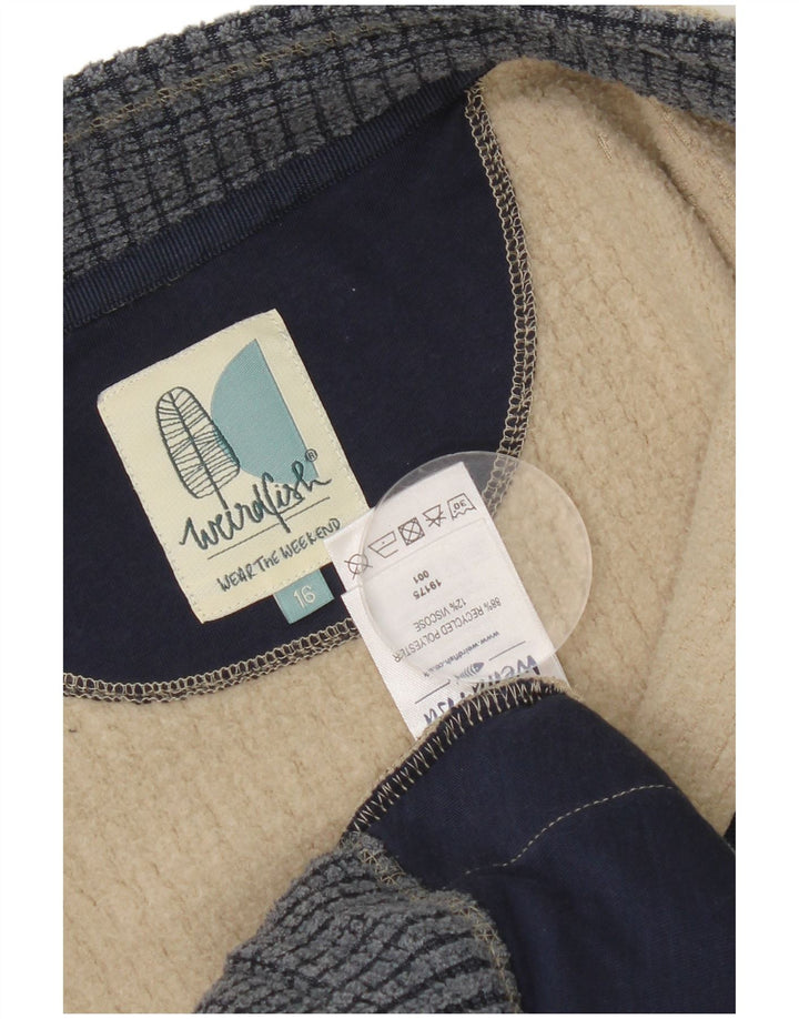 Jaqueta de lã feminina Weird Fish UK 16 grande poliéster cinza