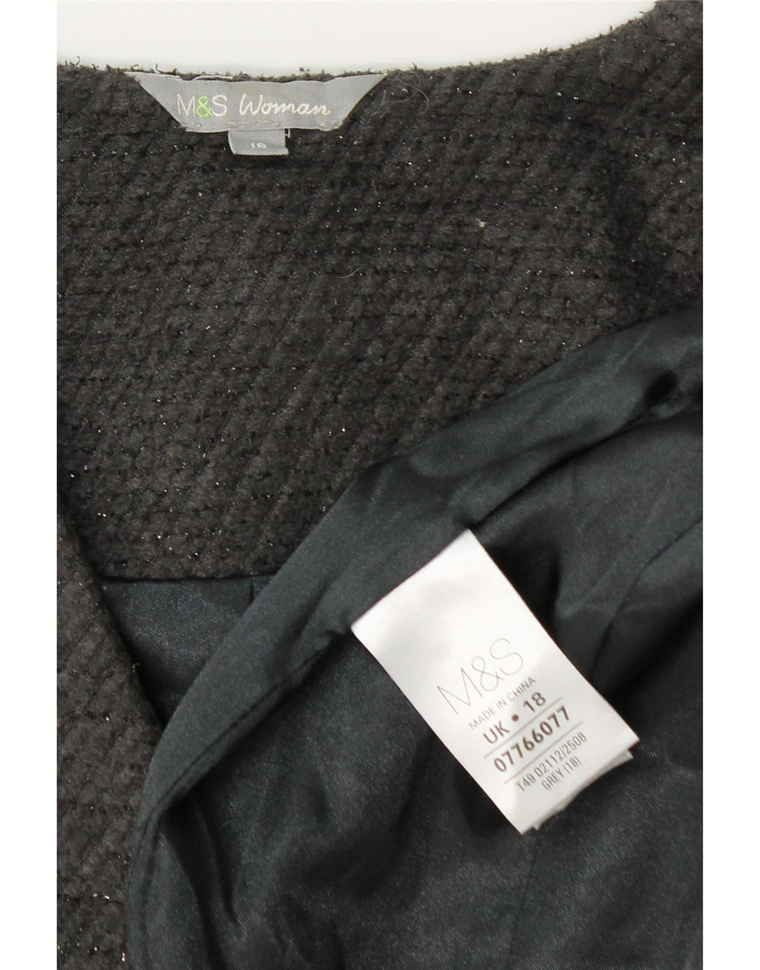 Sobretudo aberto feminino Marks & Spencer UK 18 XL cinza poliéster