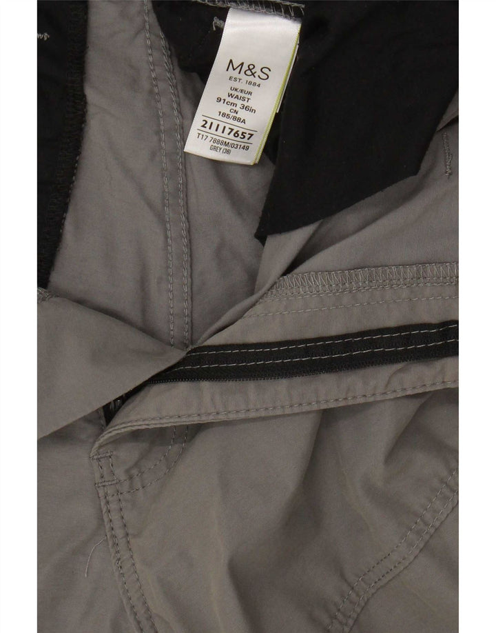 Shorts cargo masculino Marks & Spencer grande W36 algodão cinza