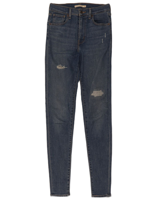 Calça jeans feminina Levi's Mile High Distressed Super Skinny W26 L32 Azul Algodão