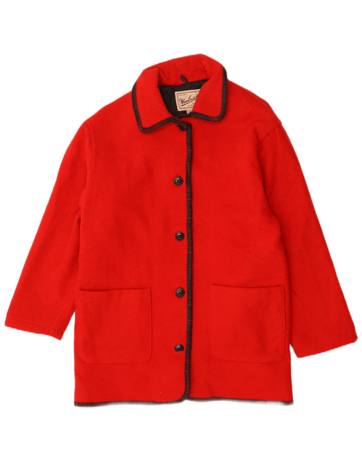 Sobretudo feminino Woolrich grande tamanho UK 14 lã vermelha média