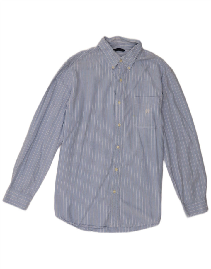 Camisa masculina Chaps de algodão listrado azul grande