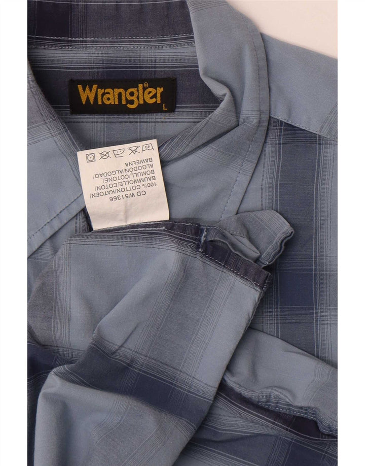 Wrangler Camisa masculina de manga curta grande algodão xadrez azul