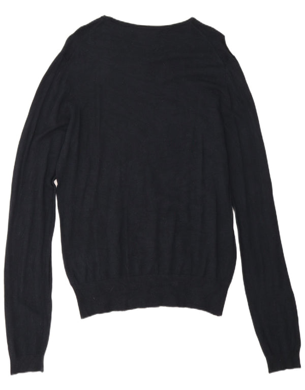 Zara Suéter masculino com gola canoa grande azul marinho