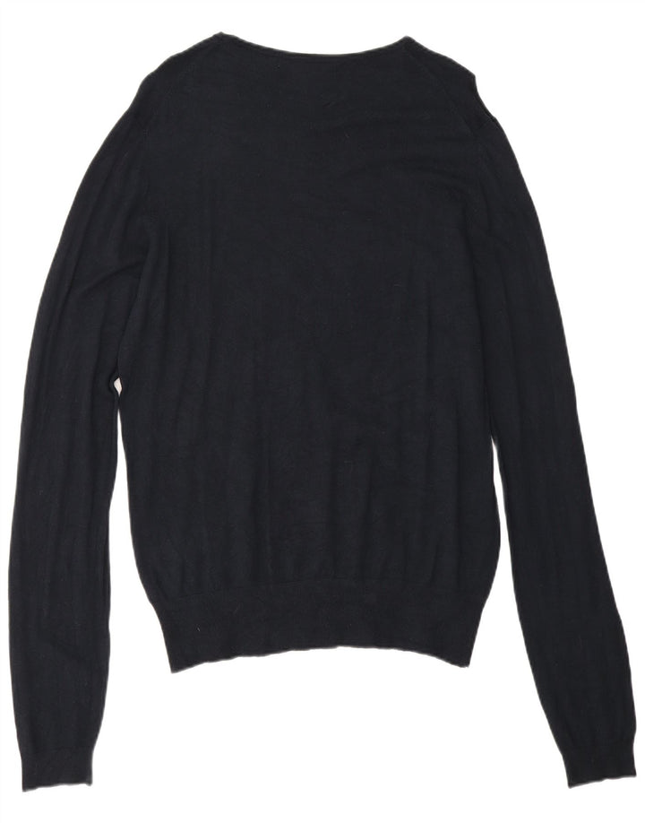 Zara Suéter masculino com gola canoa grande azul marinho