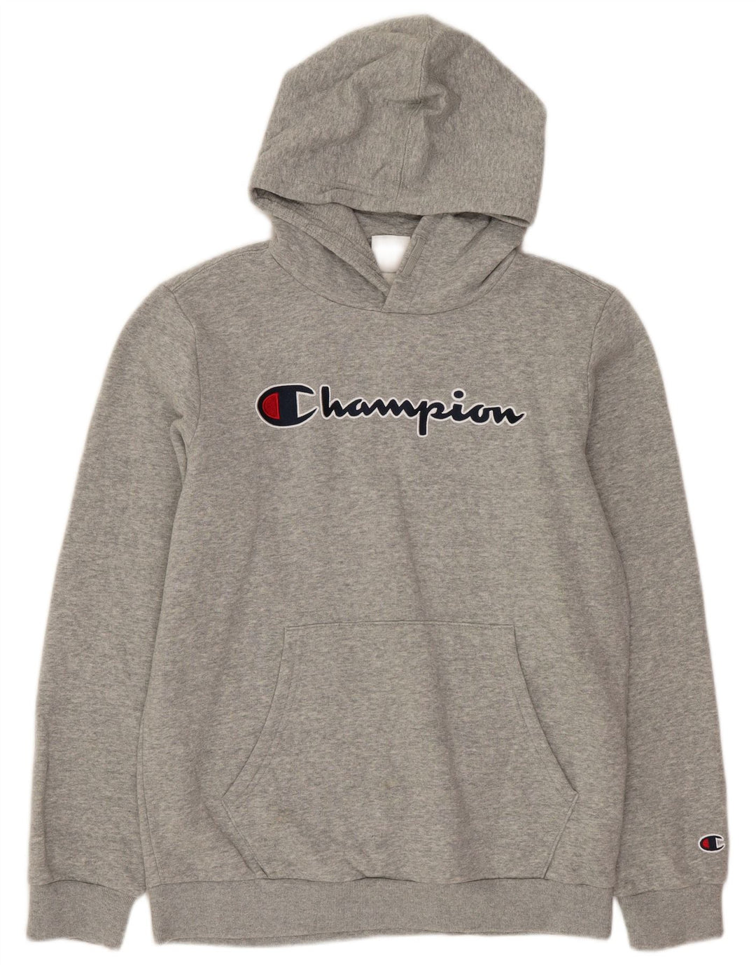 CHAMPION Meninos moletom com capuz gráfico 13-14 anos XL cinza algodão