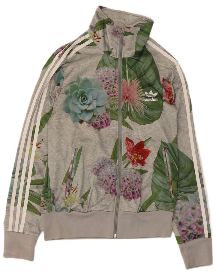 Jaqueta Adidas Feminina Graphic Tracksuit UK 14 Médio Cinza Floral