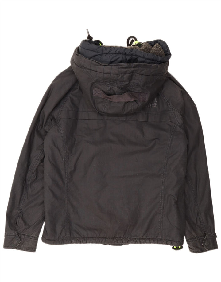 Jaqueta corta-vento masculina Superdry com capuz Reino Unido 40 grande logotipo azul marinho