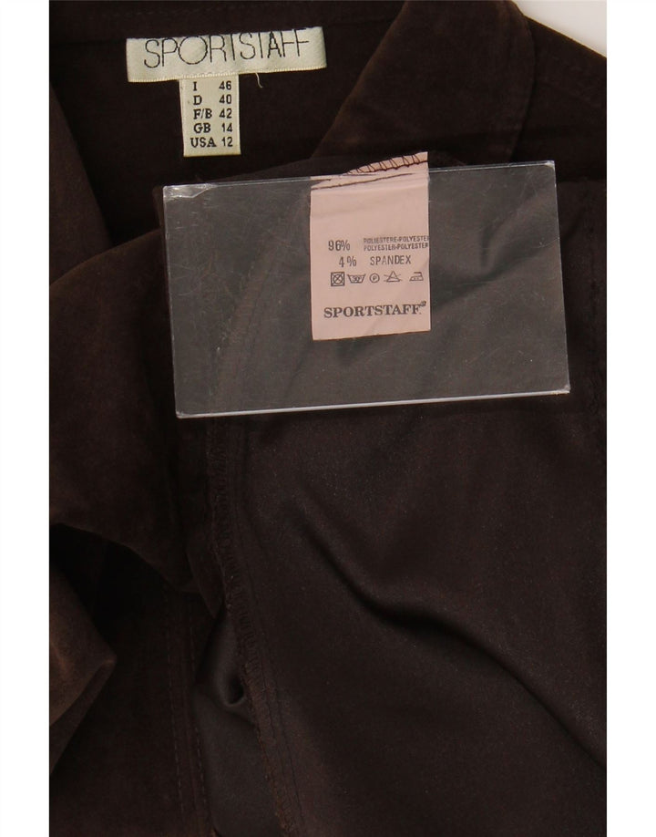 Camisa esportiva feminina de veludo Sportstaff UK 14 poliéster marrom médio