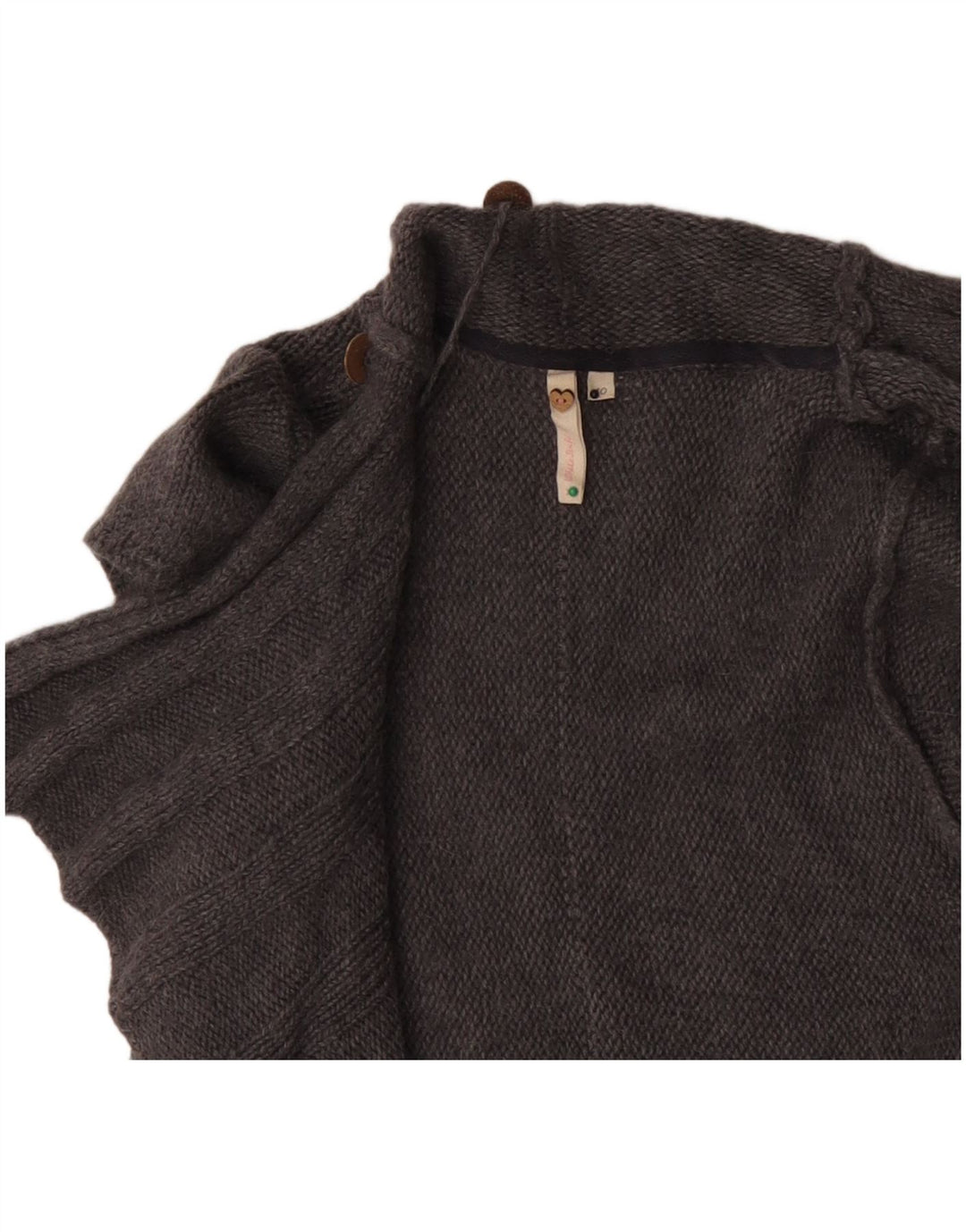 Suéter cardigã feminino aberto de manga curta White Stuff Reino Unido 10 lã cinza pequena