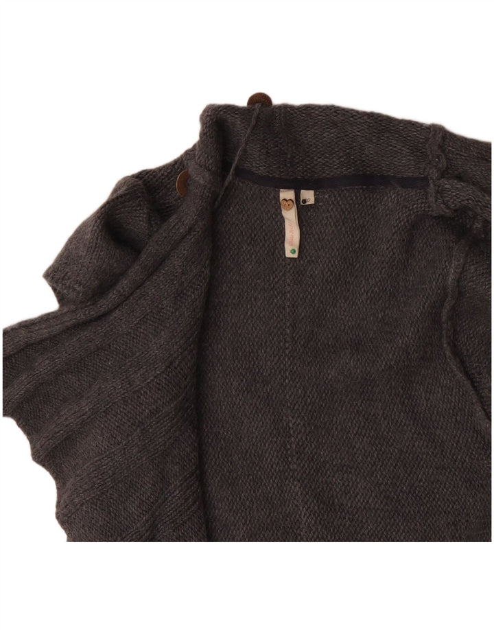 Suéter cardigã feminino aberto de manga curta White Stuff Reino Unido 10 lã cinza pequena